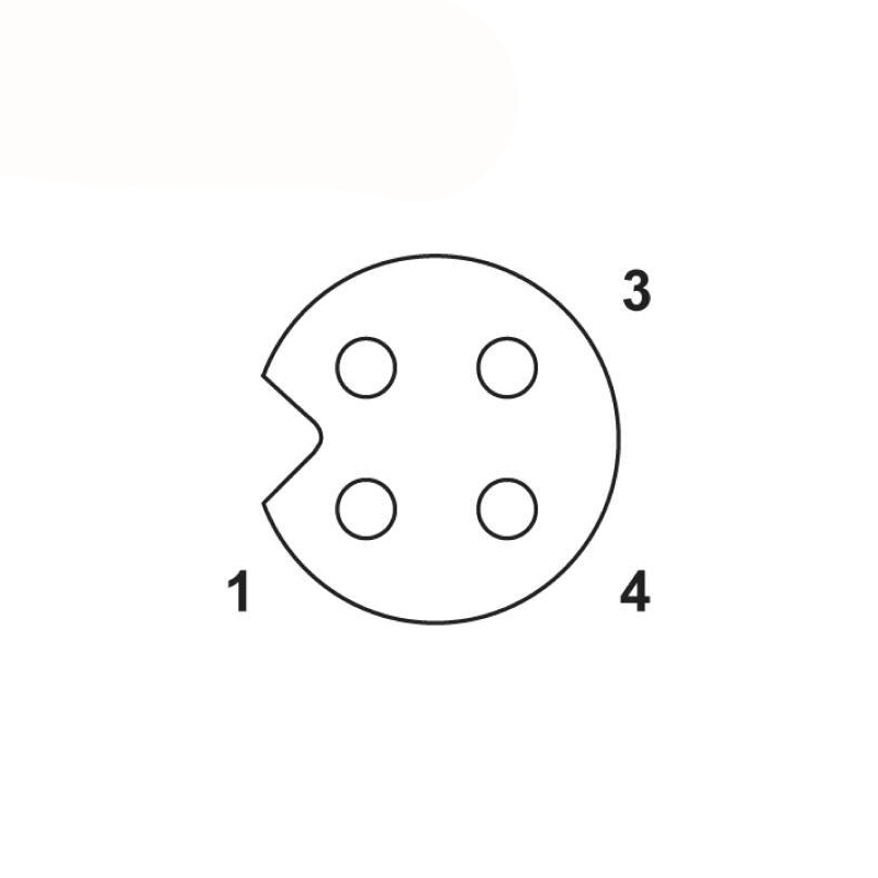 M5 4pins A code female straight cable,unshielded,PUR,-40°C~+105°C,26AWG 0.14mm²,brass with nickel plated screw